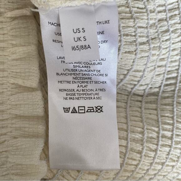 Anthropologie Smocked Puff Sleeve Ivory Cream Top size small Femine - Picture 10 of 11